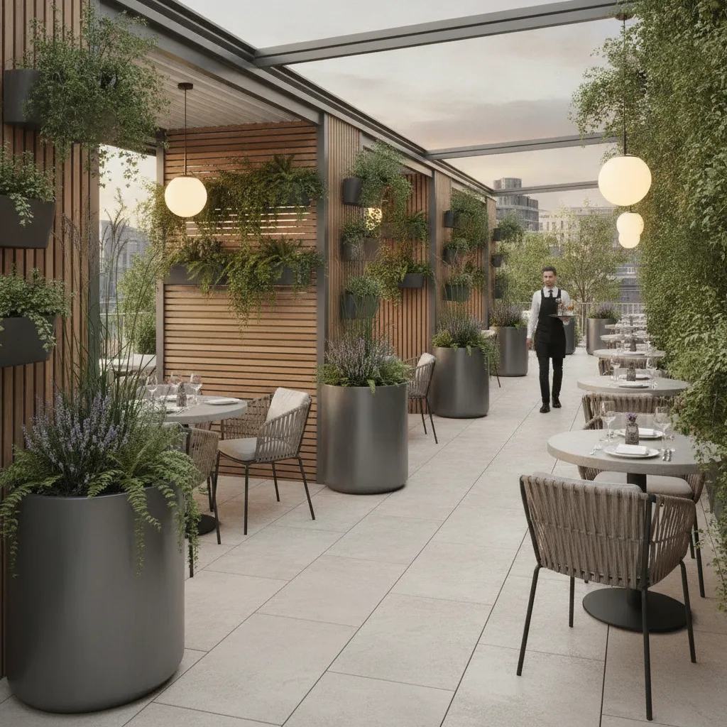 aménagement extérieur restaurant hôtel terrasse